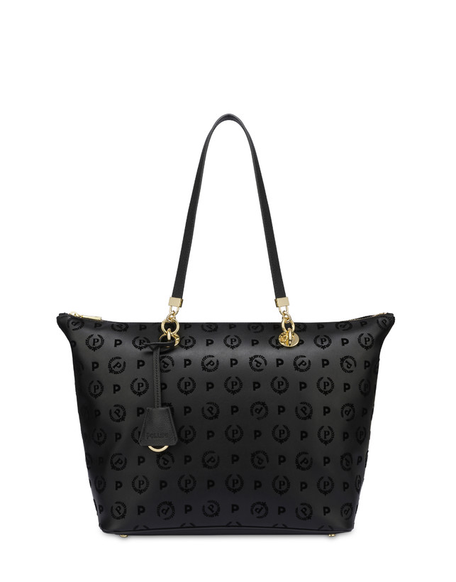 Pollini Shopping Bag Con Manici Intercambiabili Heritage Flock Nero/nero