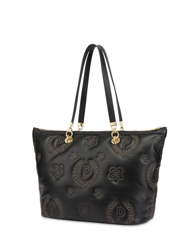 Pollini Shopping Bag Con Manici Intercambiabili Puffy Heritage Nero/nero/nero