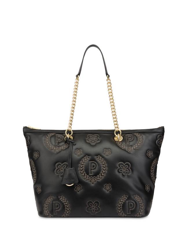 Pollini Shopping Bag Con Manici Intercambiabili Puffy Heritage Nero/nero/nero