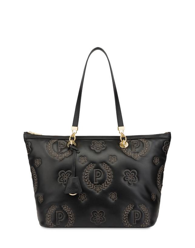 Pollini Shopping Bag Con Manici Intercambiabili Puffy Heritage Nero/nero/nero
