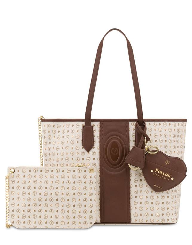 Pollini Shopping Bag Heritage 70th Anniversary Avorio/marrone