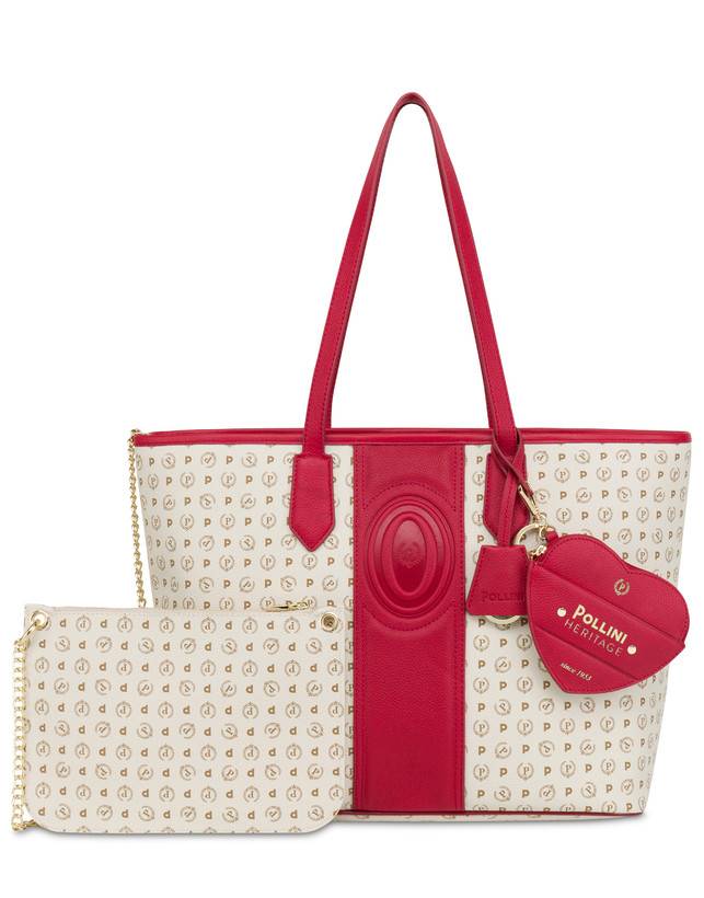 Pollini Shopping Bag Heritage 70th Anniversary Avorio/rosso