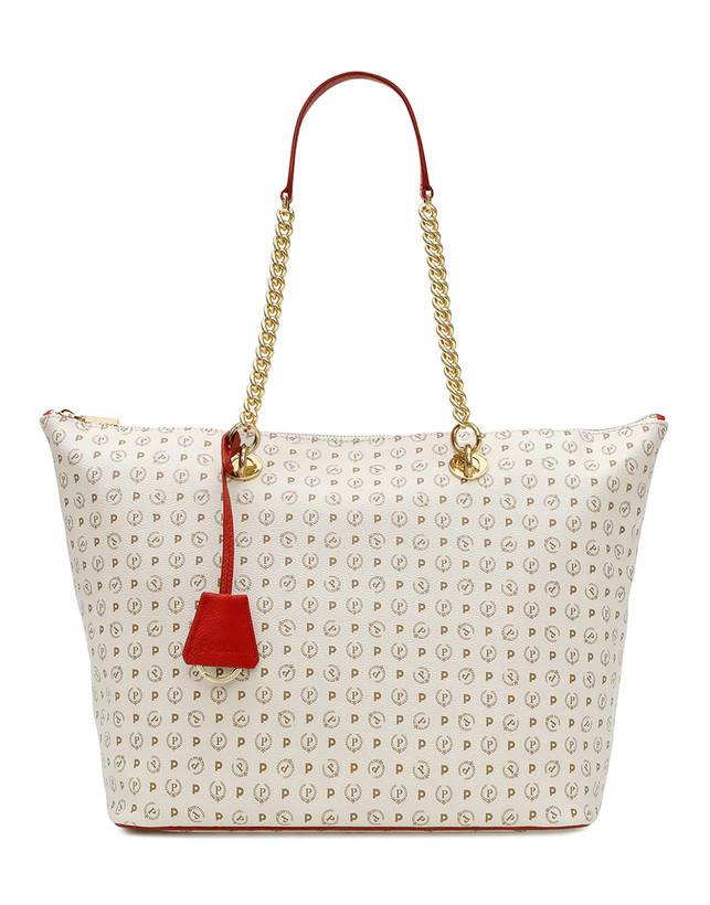 Pollini Shopping Bag Heritage Logo Classic Avorio/lacca
