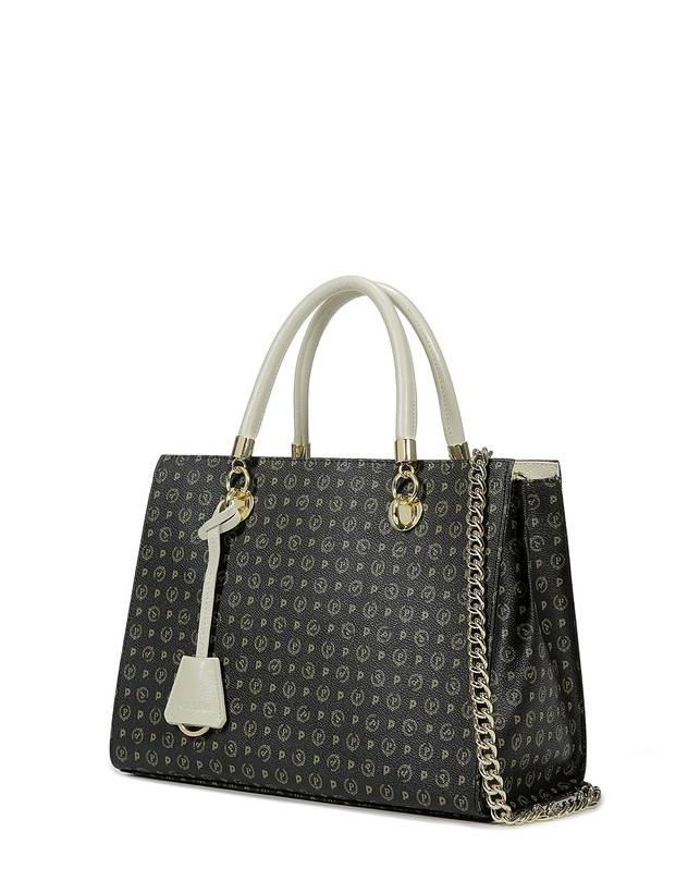 Pollini Shopping Bag Heritage Logo Classic Nero/avorio