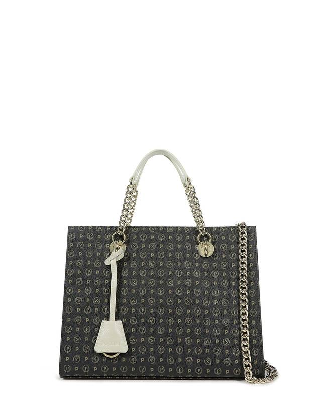 Pollini Shopping Bag Heritage Logo Classic Nero/avorio