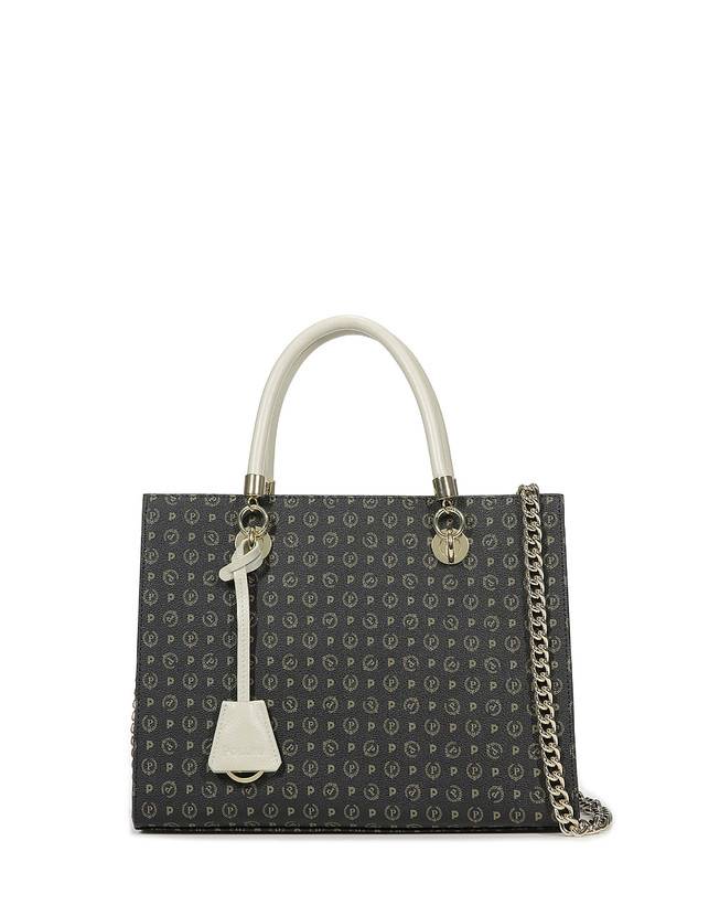 Pollini Shopping Bag Heritage Logo Classic Nero/avorio