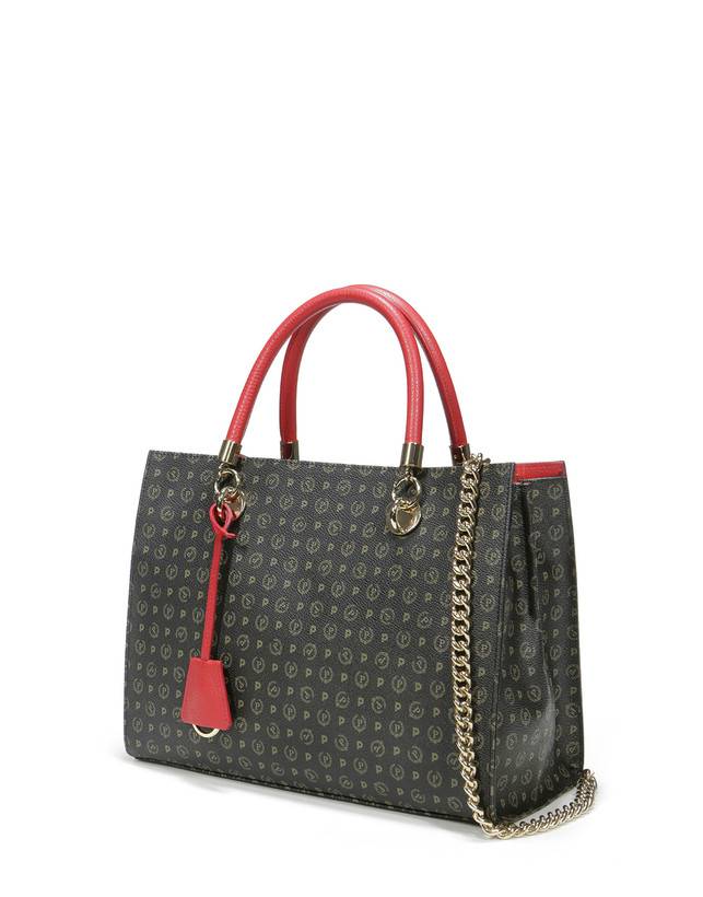 Pollini Shopping Bag Heritage Logo Classic Nero/lacca
