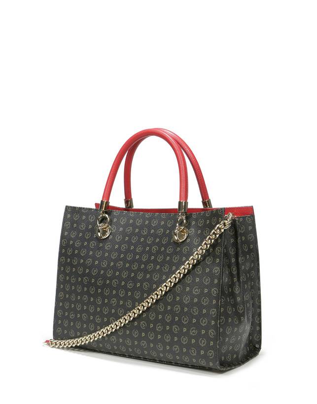 Pollini Shopping Bag Heritage Logo Classic Nero/lacca