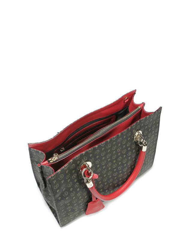 Pollini Shopping Bag Heritage Logo Classic Nero/lacca