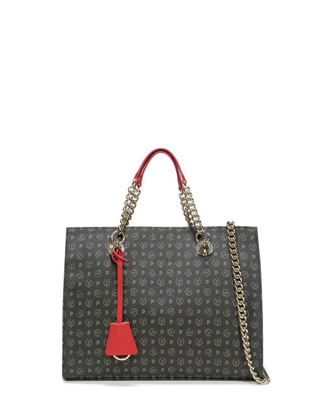Pollini Shopping Bag Heritage Logo Classic Nero/lacca