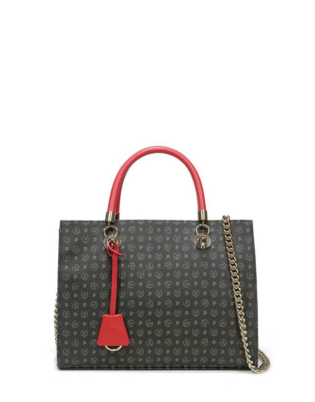 Pollini Shopping Bag Heritage Logo Classic Nero/lacca