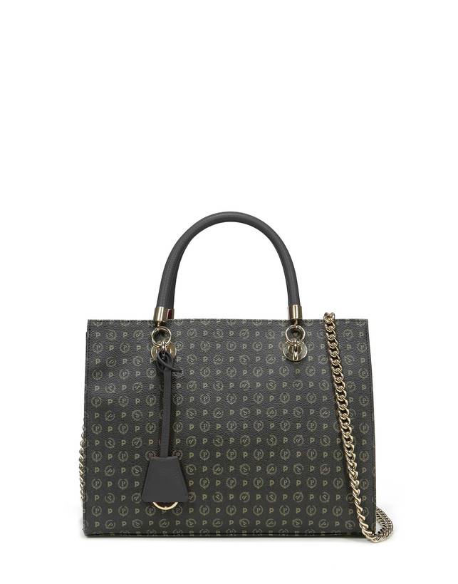 Pollini Shopping Bag Heritage Logo Classic Nero/nero