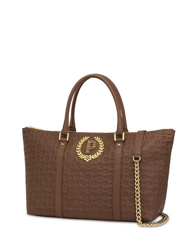 Pollini Shopping Bag Heritage Logo Embossed Marrone