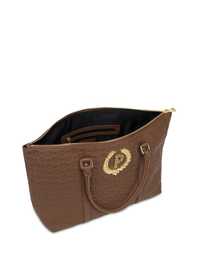 Pollini Shopping Bag Heritage Logo Embossed Marrone