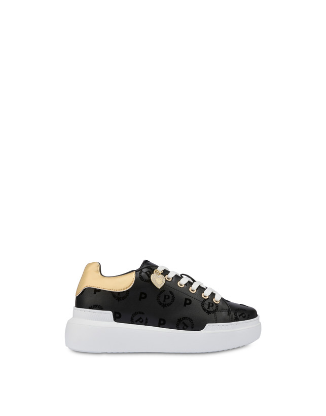 Pollini Sneakers Con Charm Heritage Flock Nero/nero
