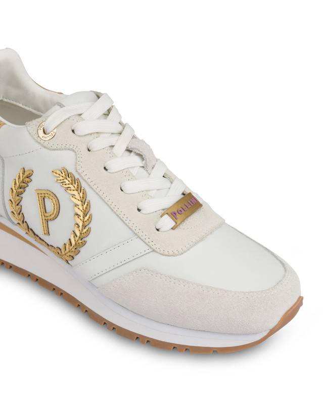 Pollini Sneakers Con Dettagli Laminati Speedy Bianco/ghiaccio/bianco/oro