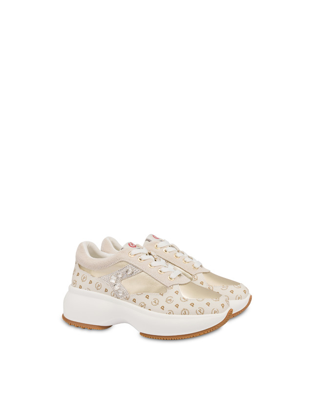 Pollini Sneakers Con Pietre E Strass Forever Avorio/platino