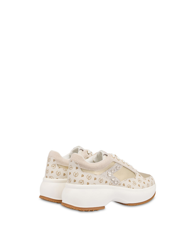Pollini Sneakers Con Pietre E Strass Forever Avorio/platino