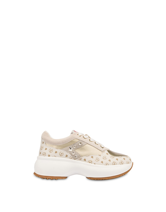 Pollini Sneakers Con Pietre E Strass Forever Avorio/platino