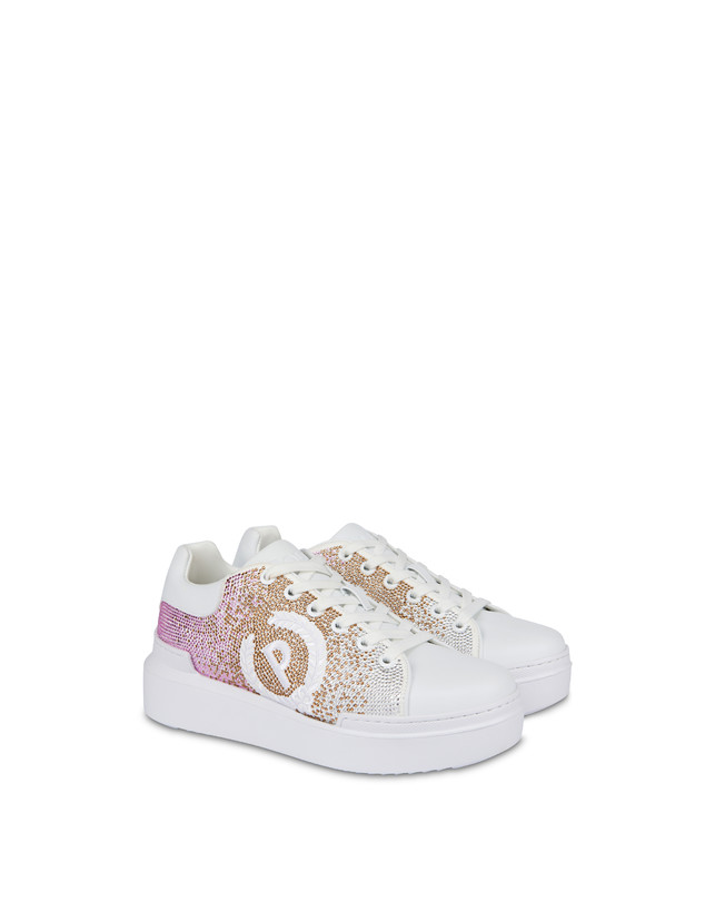 Pollini Sneakers Con Strass Degradé Bling Carrie Bianco/bianco
