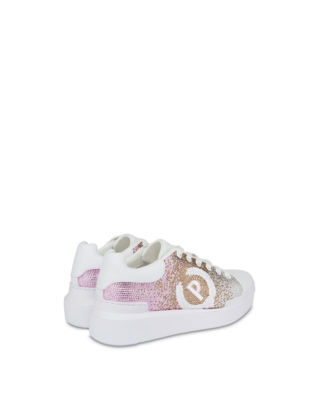 Pollini Sneakers Con Strass Degradé Bling Carrie Bianco/bianco