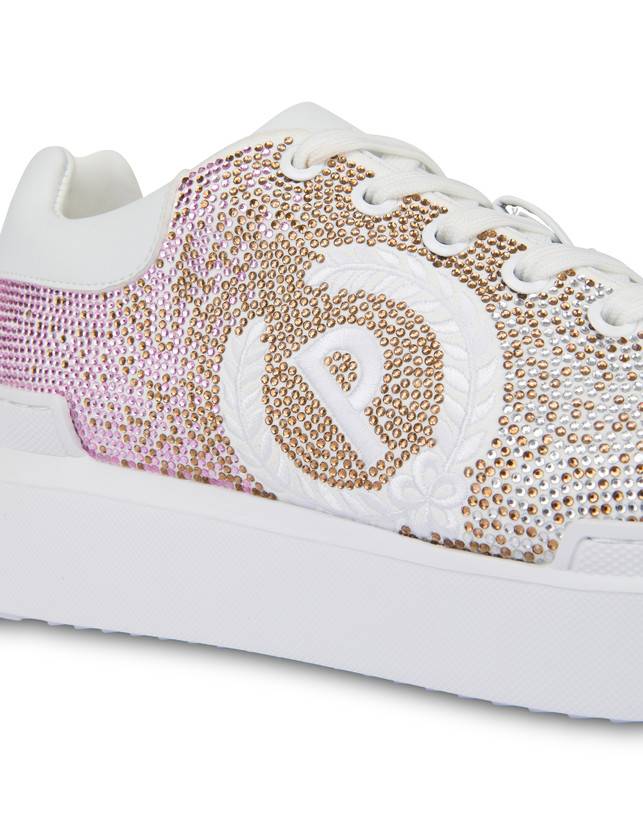 Pollini Sneakers Con Strass Degradé Bling Carrie Bianco/bianco