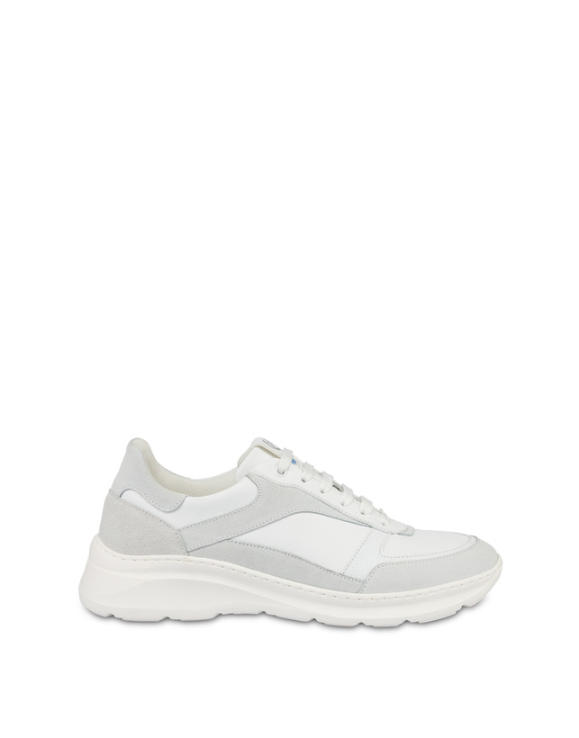Pollini Sneakers In Nylon E Pelle Sfera Bianco/bianco/bianco/bianco/bianco/bianco
