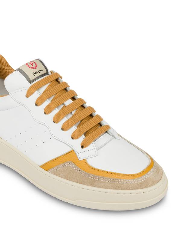 Pollini Sneakers In Vitello E Crosta Bourton Bianco/beige/senape/senape
