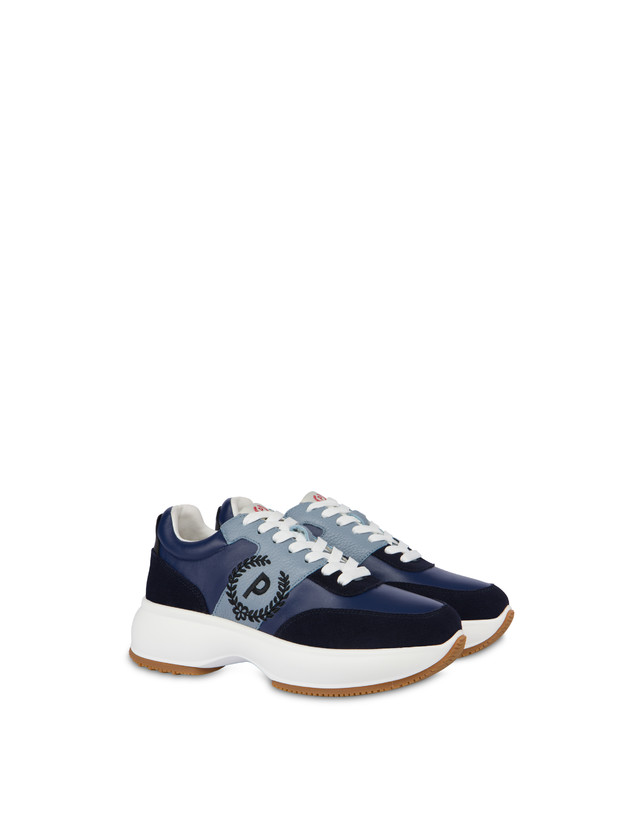 Pollini Sneakers In Vitello E Crosta Emily Navy/navy/sky/nero