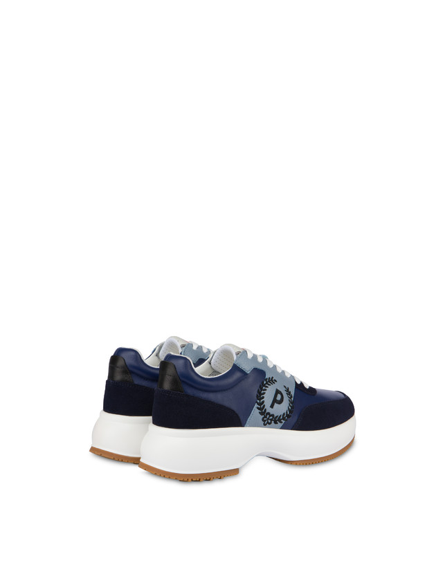 Pollini Sneakers In Vitello E Crosta Emily Navy/navy/sky/nero