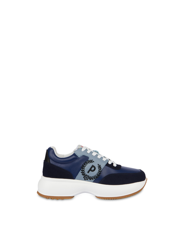 Pollini Sneakers In Vitello E Crosta Emily Navy/navy/sky/nero