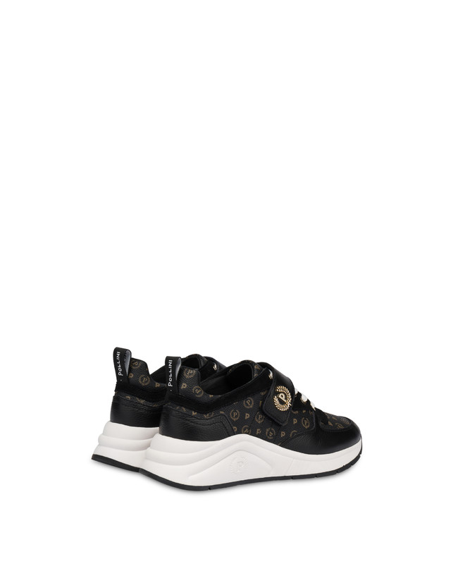 Pollini Sneakers In Vitello E Pvc Logo Heritage Nero/nero