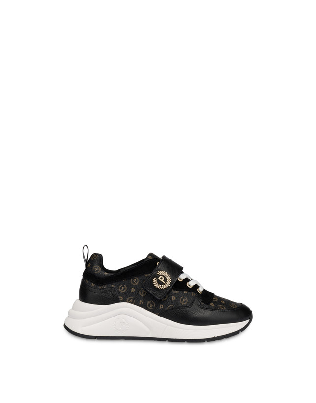 Pollini Sneakers In Vitello E Pvc Logo Heritage Nero/nero