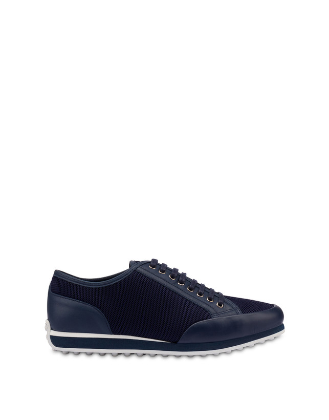 Pollini Sneakers In Vitello E Rete Sporty Driver Blu/blu/blu