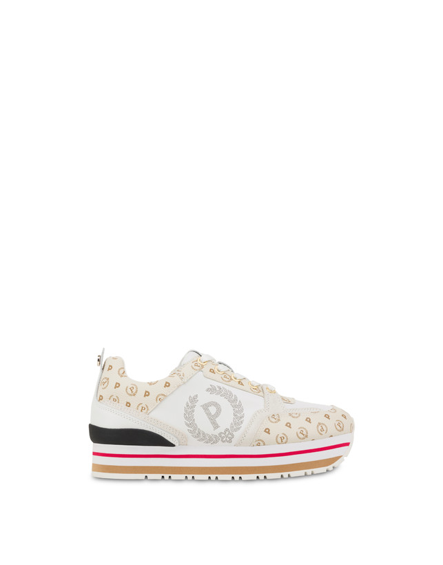 Pollini Sneakers In Vitello Heritage Forever Avorio/avorio/bianco