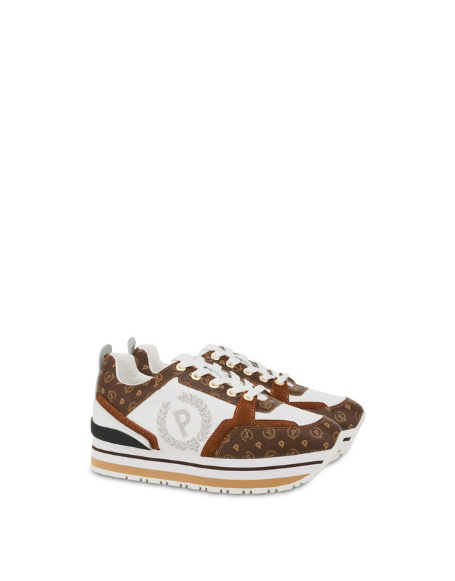 Pollini Sneakers In Vitello Heritage Forever Marrone/marrone/bianco