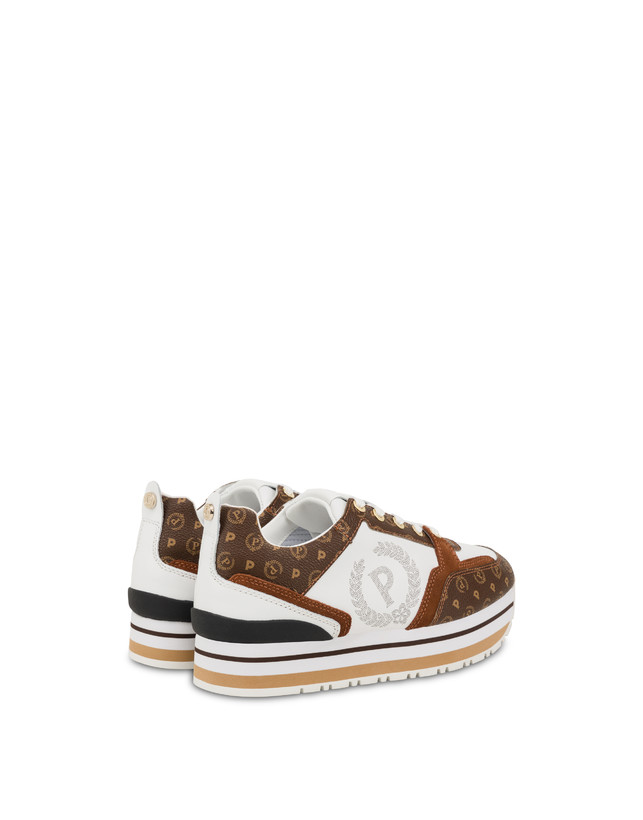 Pollini Sneakers In Vitello Heritage Forever Marrone/marrone/bianco