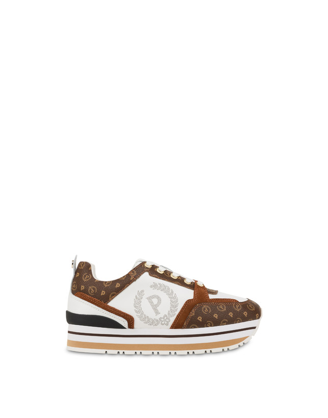 Pollini Sneakers In Vitello Heritage Forever Marrone/marrone/bianco