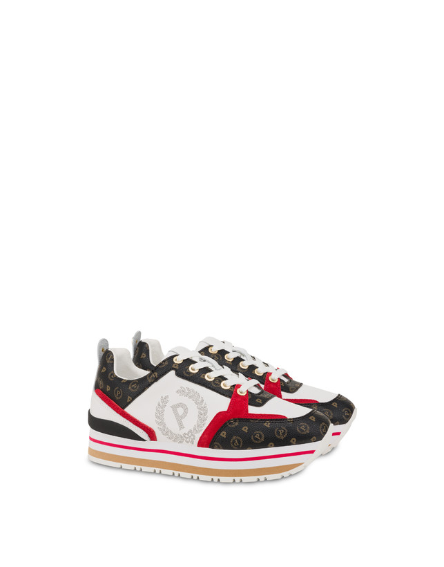Pollini Sneakers In Vitello Heritage Forever Nero/rosso/bianco
