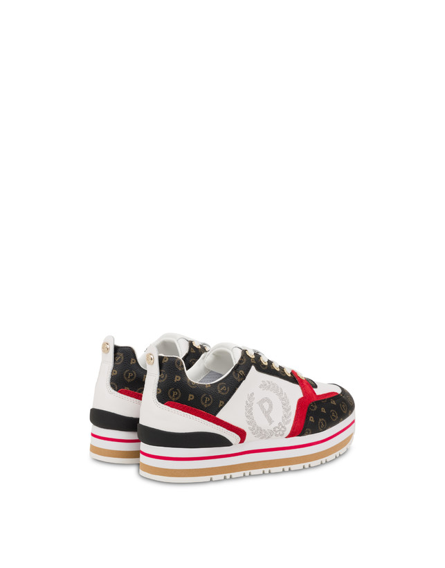 Pollini Sneakers In Vitello Heritage Forever Nero/rosso/bianco