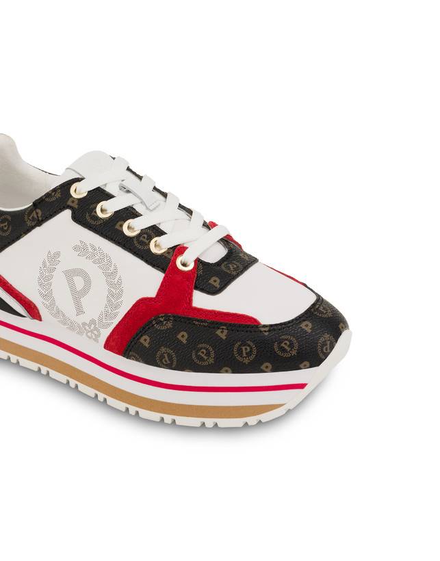 Pollini Sneakers In Vitello Heritage Forever Nero/rosso/bianco