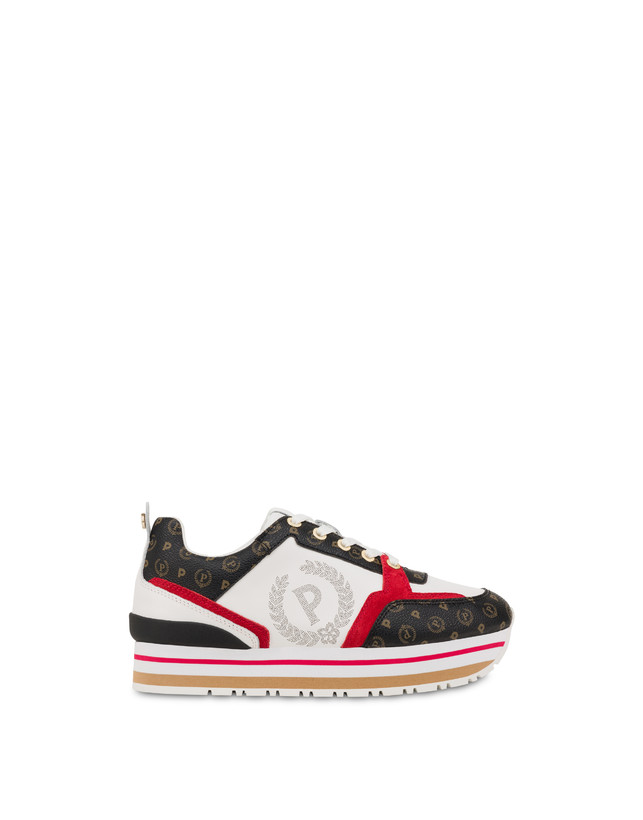 Pollini Sneakers In Vitello Heritage Forever Nero/rosso/bianco