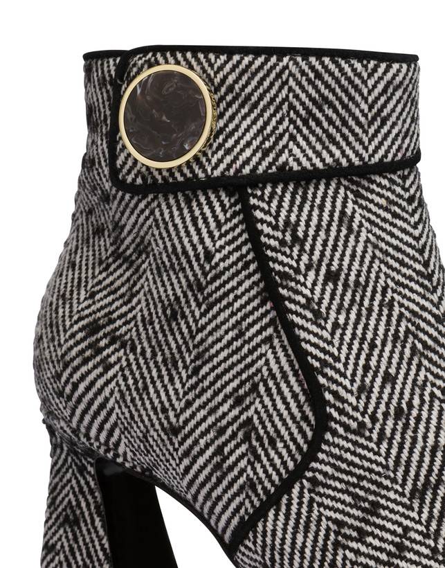 Pollini Stivaletti In Tessuto Spigato Dama Bianco-nero/nero