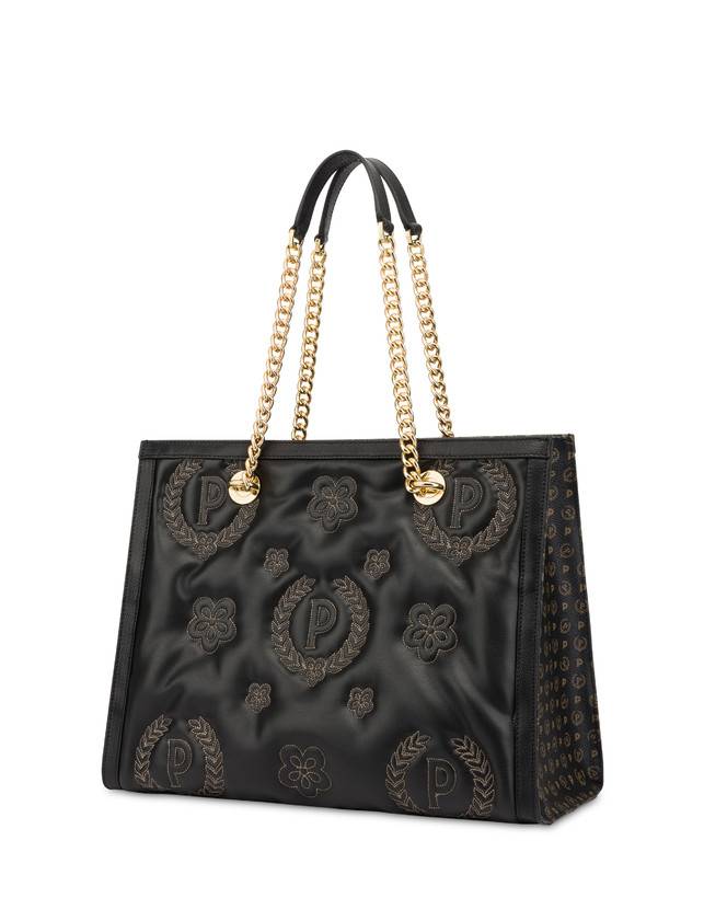 Pollini Tote Bag Con Manici Amovibili Puffy Heritage Nero/nero/nero
