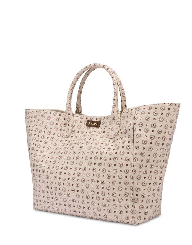 Pollini Tote Bag Heritage Jacquard Big Avorio/marrone