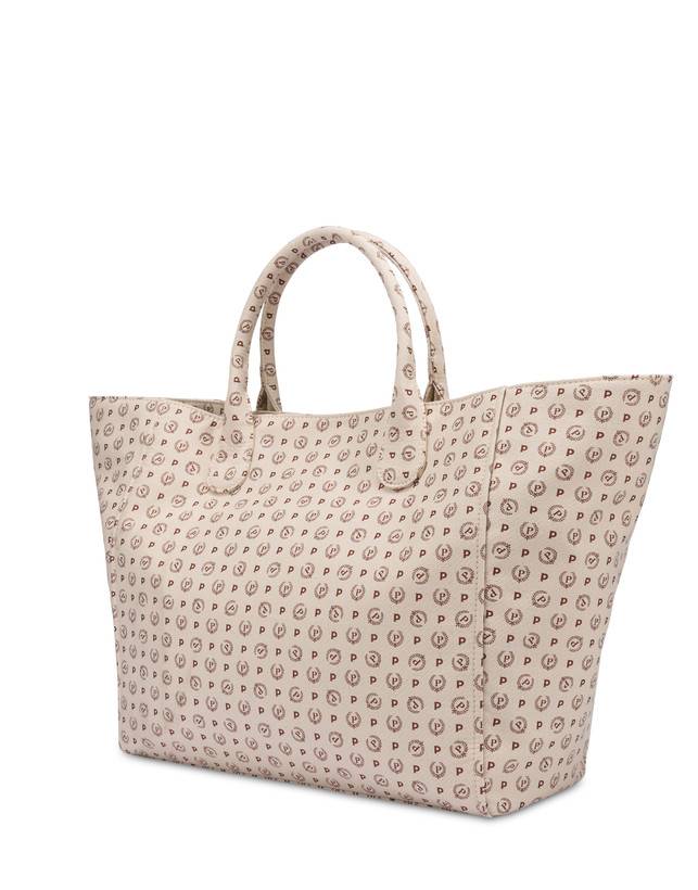 Pollini Tote Bag Heritage Jacquard Big Avorio/marrone