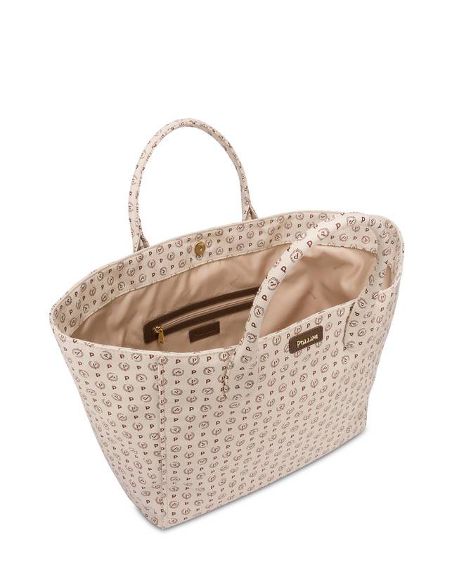 Pollini Tote Bag Heritage Jacquard Big Avorio/marrone