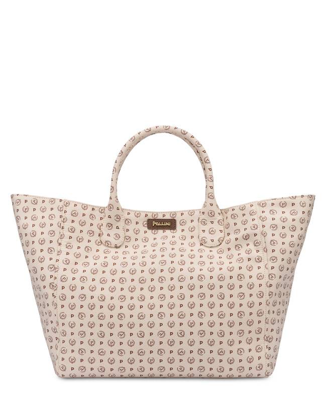 Pollini Tote Bag Heritage Jacquard Big Avorio/marrone