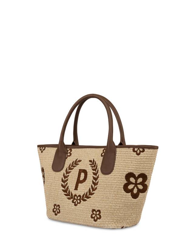 Pollini Tote Bag In Paglia Macro Heritage Small Naturale/t.moro/marrone