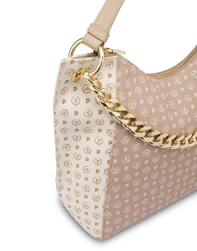 Pollini Tote Bag In Pvc Heritage Soft Touch Avorio/beige/ghiaccio
